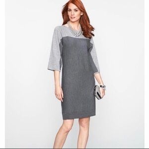 Talbots Dress Merino Wool Gray Colorblock XS Work Job Office Preppy Chic Brunch